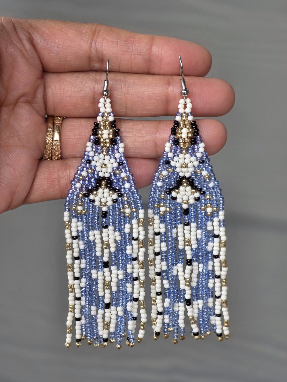 Floral Boho Earrings Beaded Fringe Handmade Jewelry Boheme